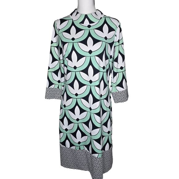 J. McLaughlin Catalina Sheath Midi Dress Geometric Floral Print Size M - Picture 1 of 10